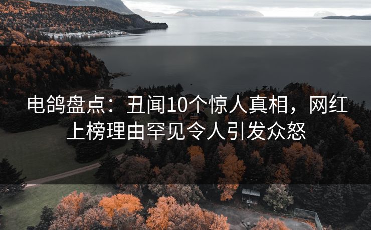 电鸽盘点：丑闻10个惊人真相，网红上榜理由罕见令人引发众怒