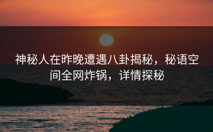 神秘人在昨晚遭遇八卦揭秘，秘语空间全网炸锅，详情探秘
